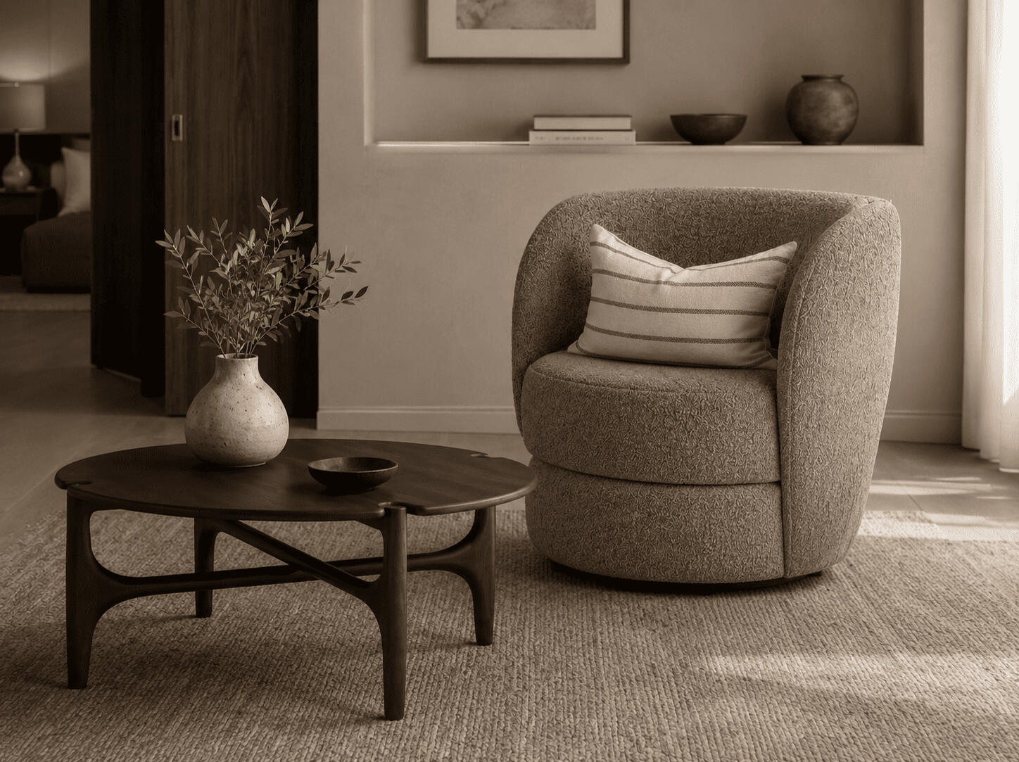 Curated furniture selection for a boutique hotel interior