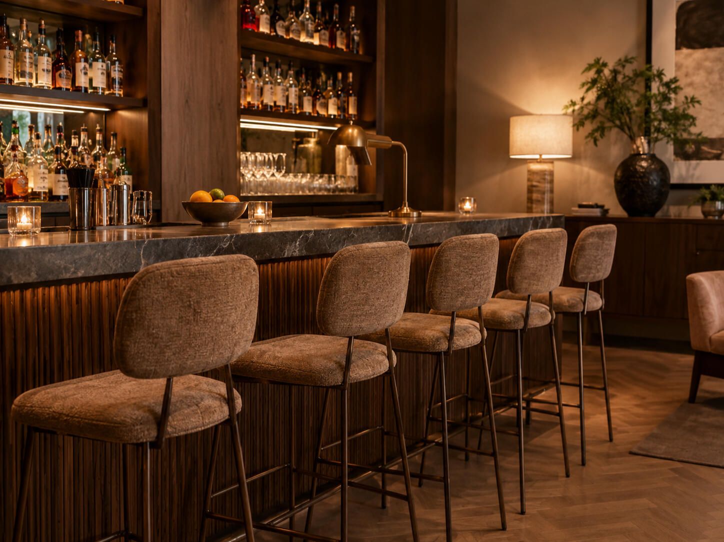 Hotel lobby furniture selection for new-build projects Distinctive bar stools for a boutique hotel bar and lobby